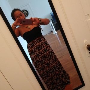 Strapless black and brown dress